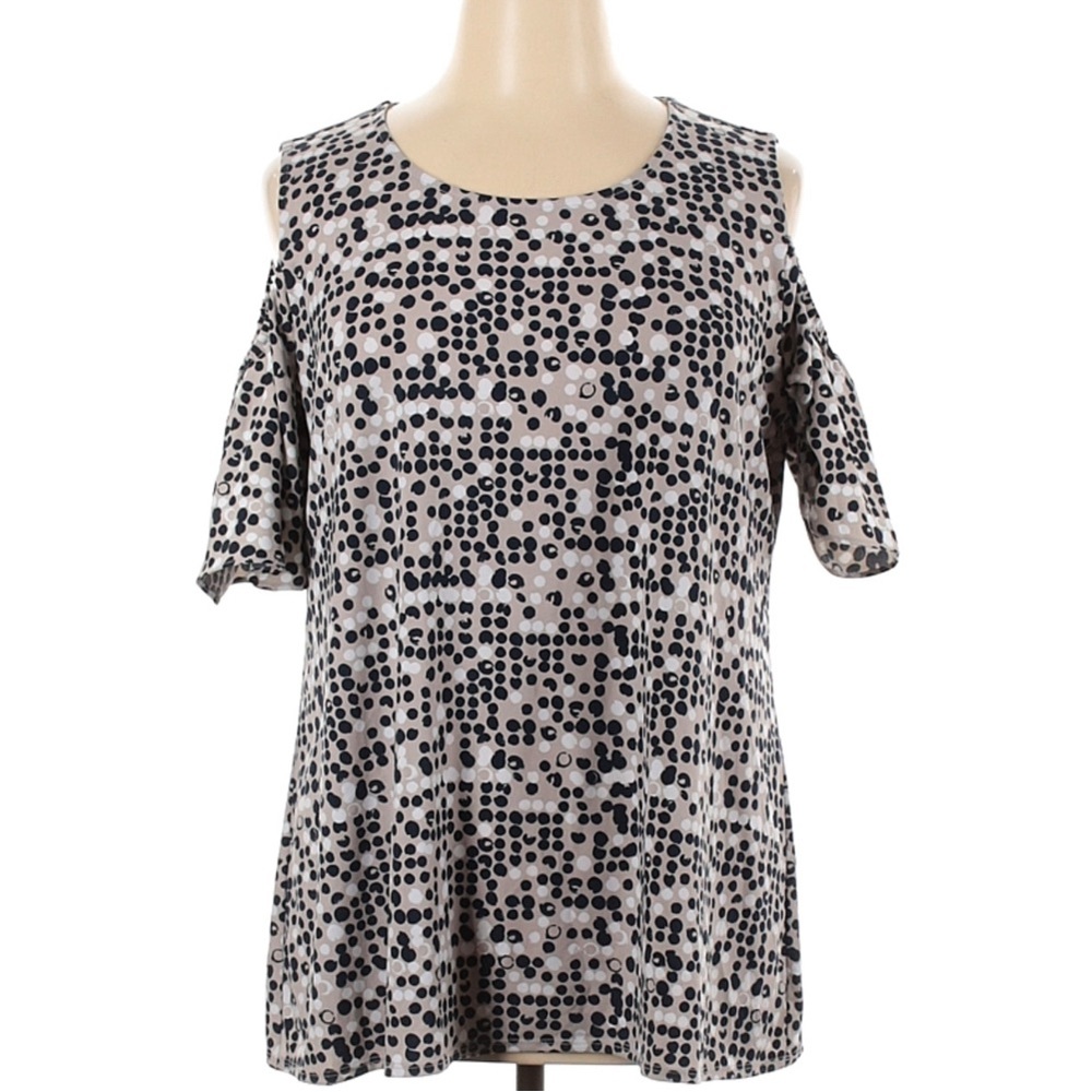 Alfani 1X Print Cold Shoulder Top